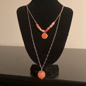 Chic Orange Beaded Necklace with Gold Accents